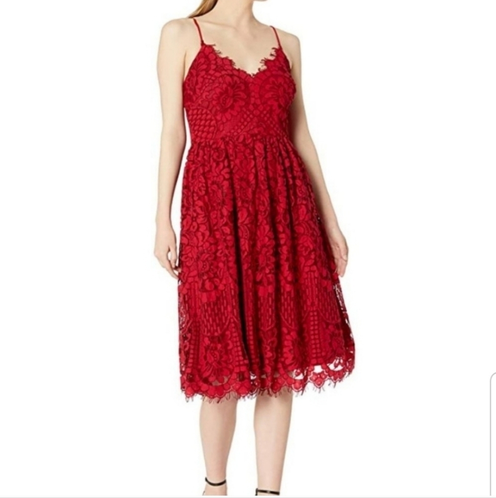 Nicole Miller Lace Floral Midi Dress